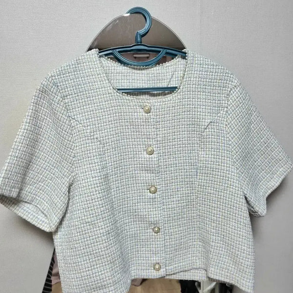 [BUNJANG] Pearl Button Tweed Crop Jacket / 진주버튼 트위드 크롭 자켓(66~88)