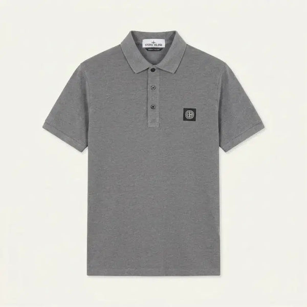 [BUNJANG] Stone Island Logo Patch Polo T-Shirt Grey / 스톤아일랜드 로고패치 PK 반팔 그레이 (95)