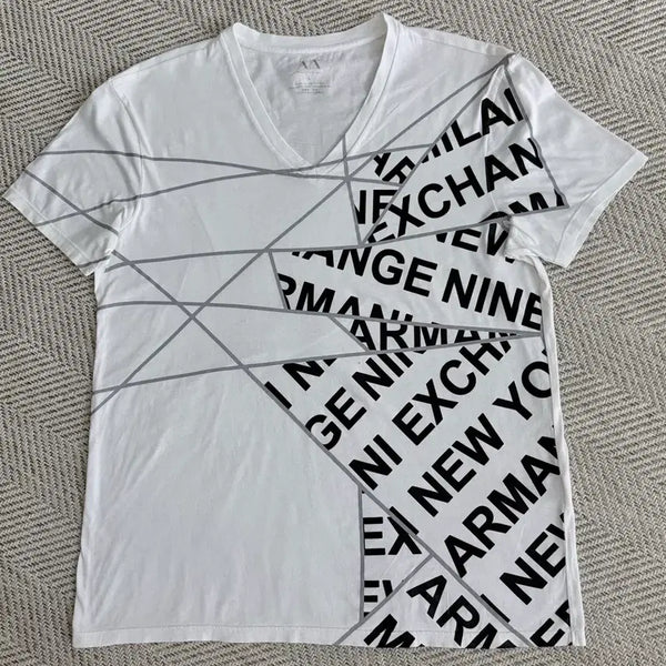 [BUNJANG] Armani Exchange Logo Short Sleeve T-Shirt White / 아르마니 익스체인지 반팔 티셔츠 화이트