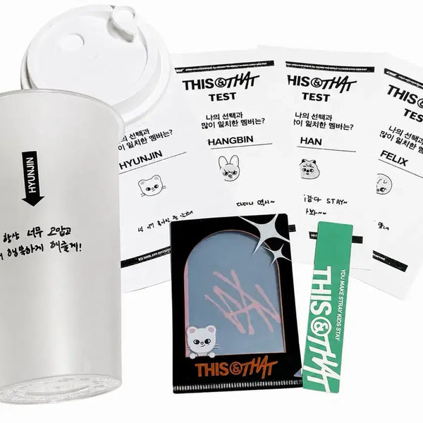 [BUNJANG] Stray Kids Hyunjin <ODDINARY> Jinnylet Mini L-File Reusable Cup Bundle Set / 현진 지니렛 디스앤댓 팝업 입장특전 미니L파일 리유저블 컵 일괄 양도