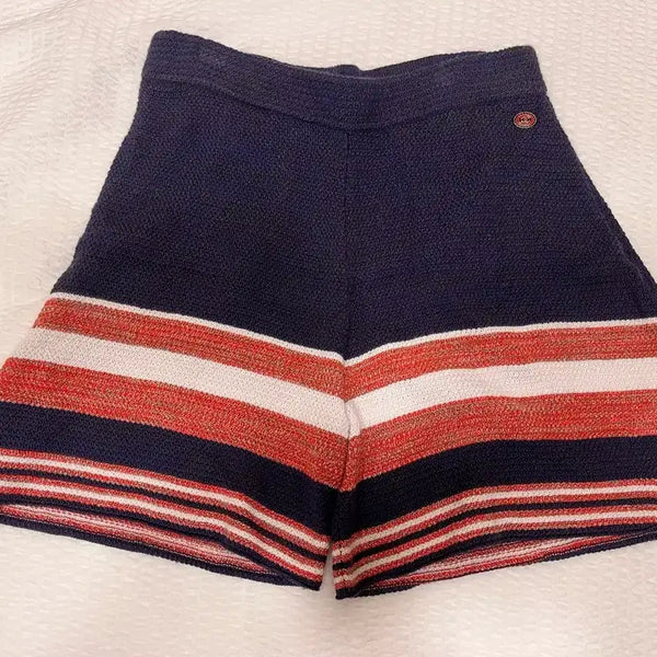 [BUNJANG] Navy Stripe Flare Summer Shorts (Size 36) / 네이비 스트라이프 플레어 썸머 숏팬츠_36사이즈