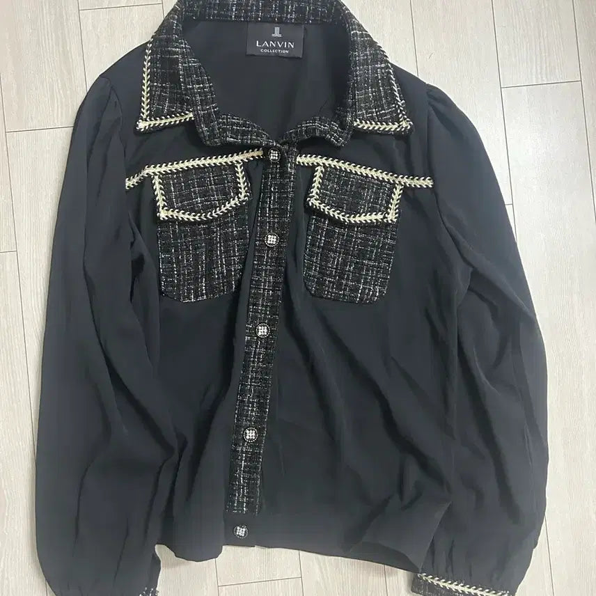 [BUNJANG] Lanvin Tweed Detail Pearl Button Shirt / (퀄리티 보장 / 새상품) 랑방 고급 셔츠 .. sjsj 띠어리 마쥬
