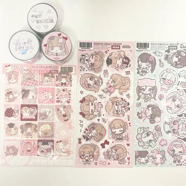 [BUNJANG] Geureonggeureongdan Seolgi Illustration Sticker Set / 원가양도) 그렁그렁단 다꾸 설기일러스트 통판 스티커