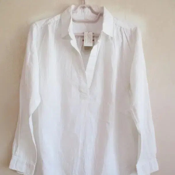 [BUNJANG] White Linen Collar Blouse / 택있음) 화이트 린넨 / 카라 블라우스