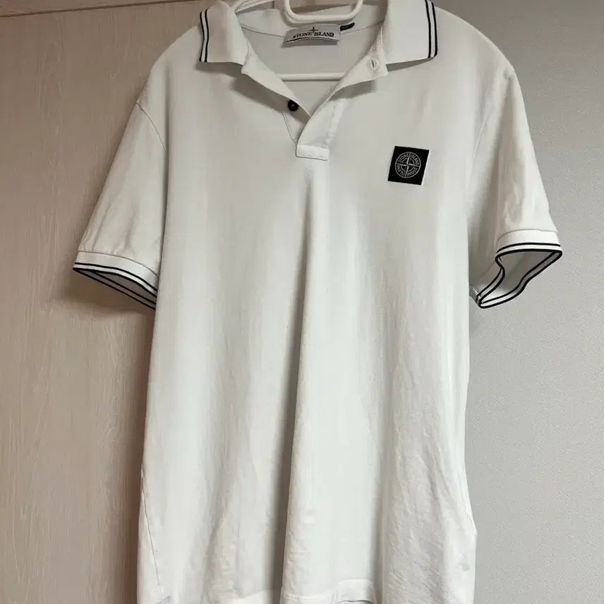 [BUNJANG] Stone Island Short Sleeve Polo Shirt White M / 스톤아일랜드 반팔 카라티 화이트 M