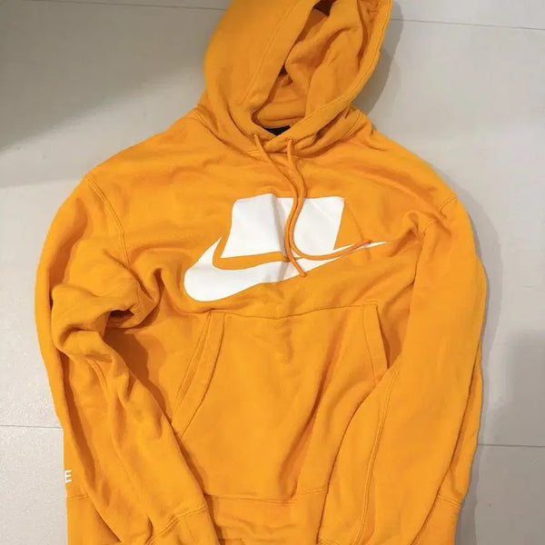[BUNJANG] Nike Swoosh Logo Pullover Hoodie Yellow Orange / 정품 나이키 후드티 옐로우 오렌지