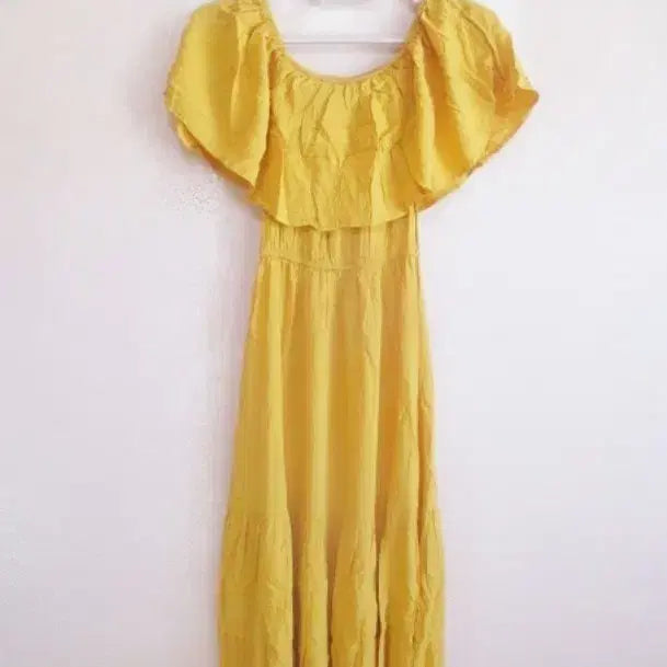 [BUNJANG] Yellow Shirring Long Dress / 옐로우 셔링 / 롱 원피스 (새옷)