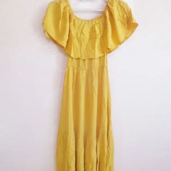 [BUNJANG] Yellow Shirring Long Dress / 옐로우 셔링 / 롱 원피스 (새옷)