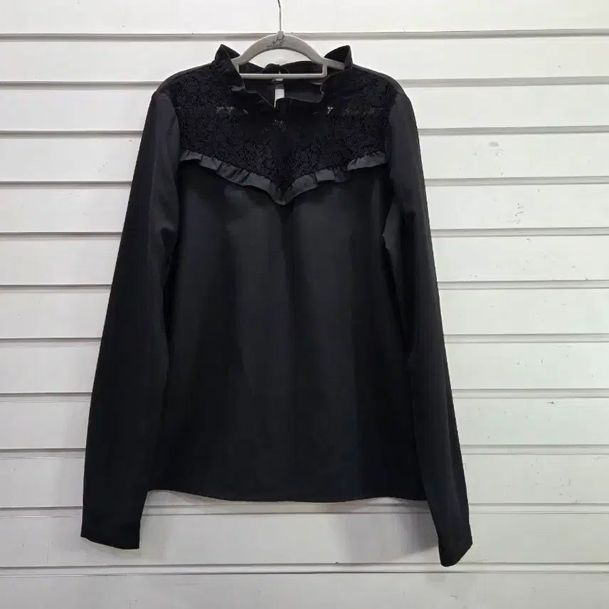 [BUNJANG] LeShop Black Lace Point Blouse / 르샵 블랙  레이스포인트  블라우스 55/보물찾기천사