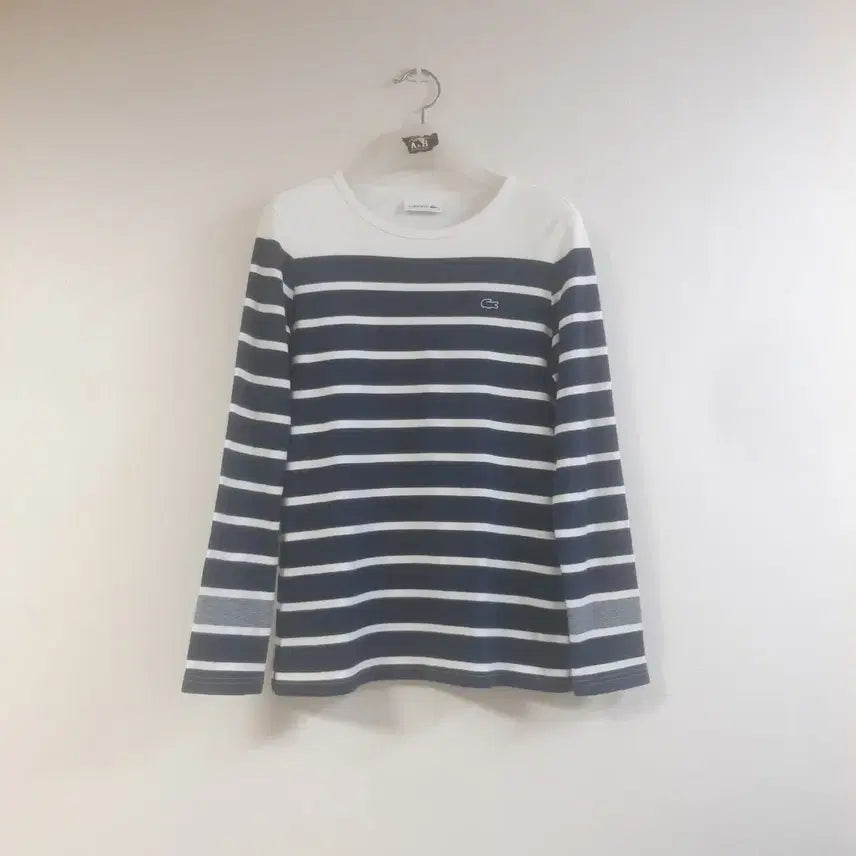 [BUNJANG] Lacoste Women's Interlock Stripe Long Sleeve T-Shirt / 라코스테(LACOSTE) 여성 인터록 스트라이프 티셔츠