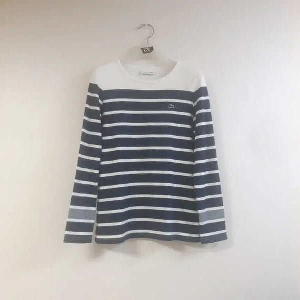 [BUNJANG] Lacoste Women's Interlock Stripe Long Sleeve T-Shirt / 라코스테(LACOSTE) 여성 인터록 스트라이프 티셔츠