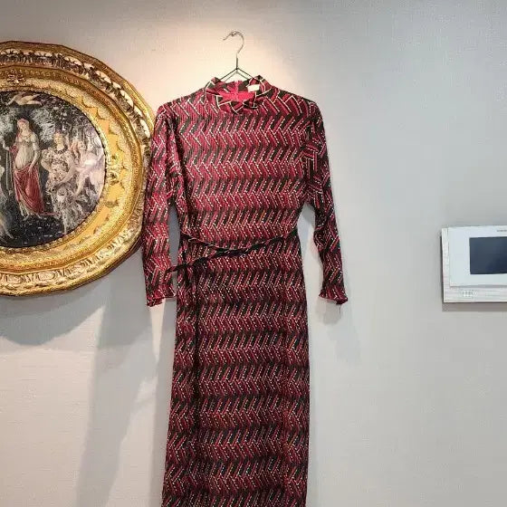 [BUNJANG] Gucci Style Pattern Long Pleated Dress / 우아 단아룩) 구cci 스타일 패턴 롱 플리츠 원피스