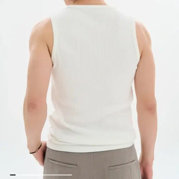 [BUNJANG] 8seconds Rib Textured Sleeveless Top White M / 에잇세컨즈 립텍스쳐드 슬리브리스  화이트 M