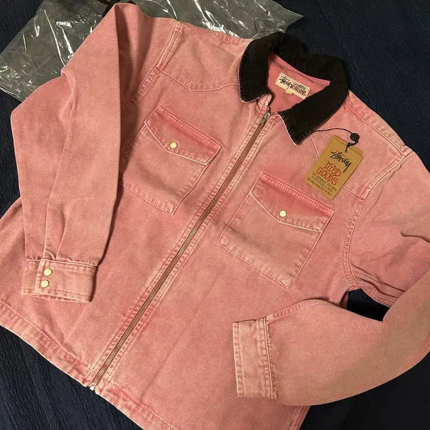 [BUNJANG] Stussy Washed Canvas Work Jacket Dusty Rose / [S] 스투시 워시드 캔버스 워크자켓 더스티로즈
