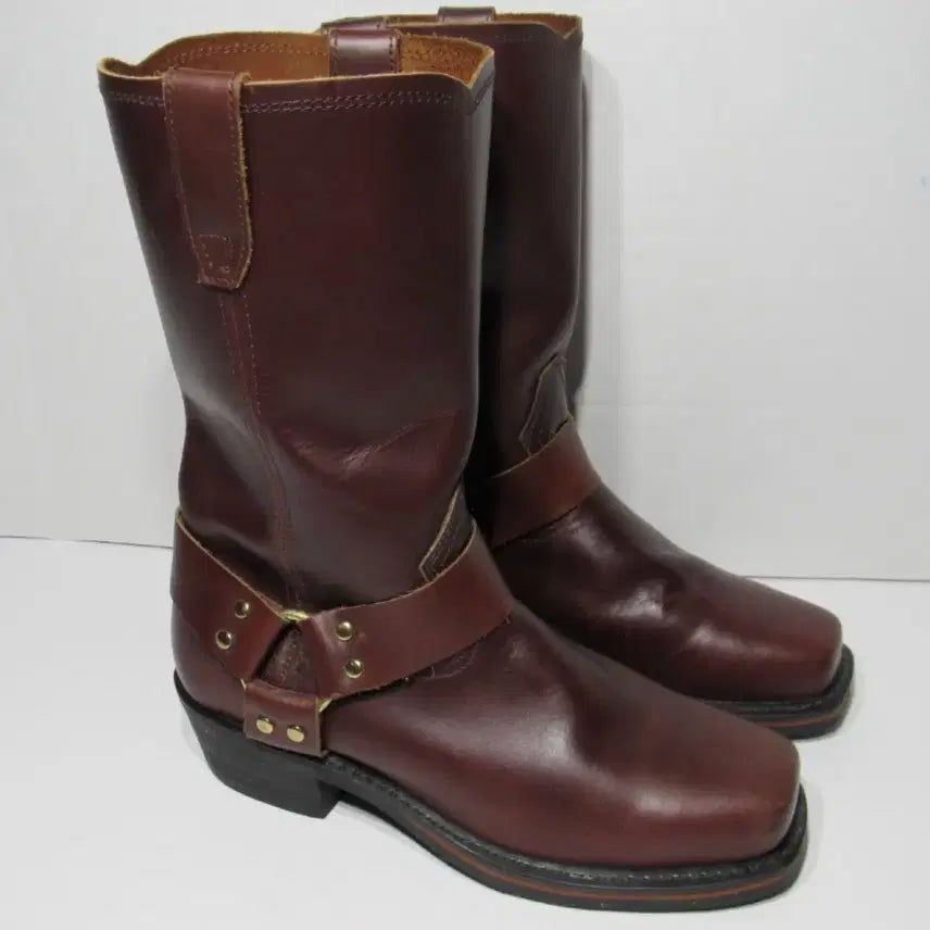 [BUNJANG] Dingo Dean Harness Leather Square-Toe Biker Boots Mahogany / Dingo 하네스 레더 스퀘어투 바이커 부츠 마호가니