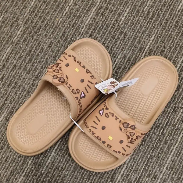 [BUNJANG] Hello Kitty Leopard Print Slippers Beige Size 230 / 키티 슬리퍼 베이지 230