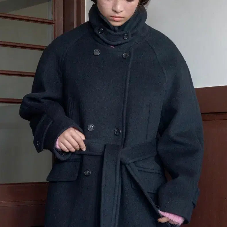 [BUNJANG] TUDMENT Belted High-Neck Wool Coat / 튜드먼트 벨티드 하이넥 울코트