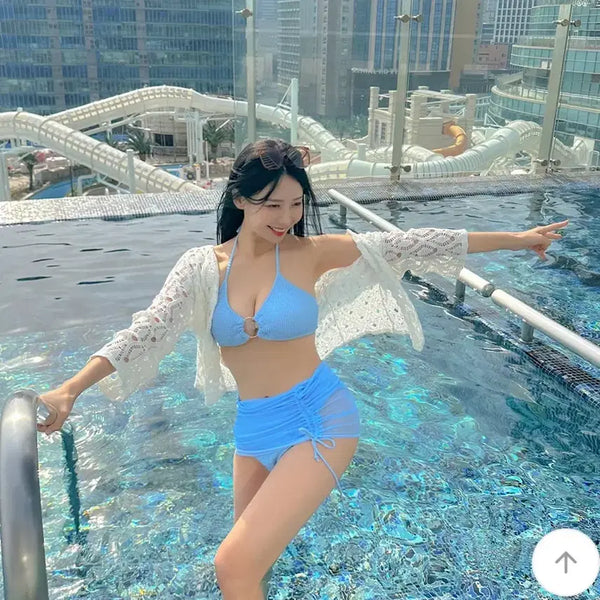 [BUNJANG] Women's Blue Bikini Swimsuit Set / 여성 비키니 수영복 세트 블루