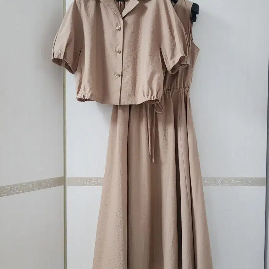 [BUNJANG] Hansem Lanvin Collection Sleeveless Flare Dress & Half Sleeve Jacket Set / 한섬 랑방컬렉션 슬리브리스 플레어 드레스 & 하프 슬리브 자켓 원피스