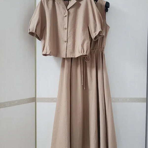 [BUNJANG] Hansem Lanvin Collection Sleeveless Flare Dress & Half Sleeve Jacket Set / 한섬 랑방컬렉션 슬리브리스 플레어 드레스 & 하프 슬리브 자켓 원피스