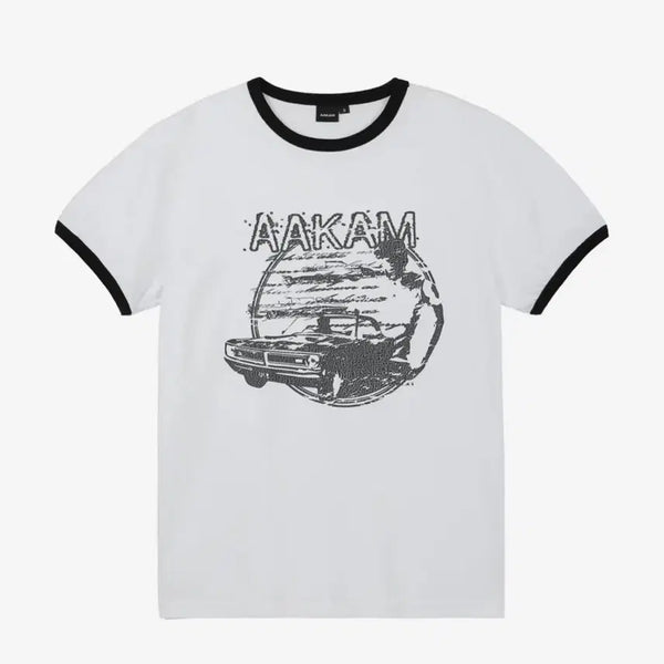 [BUNJANG] Akam Cracked Car Ringer Top White / 아캄 Cracked Car Ringer Top (White)