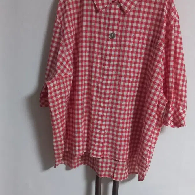 [BUNJANG] Uba Red Check Blouse (Size 105-110) / 우바 레드 체크 블라우스 105 ~110 새상품