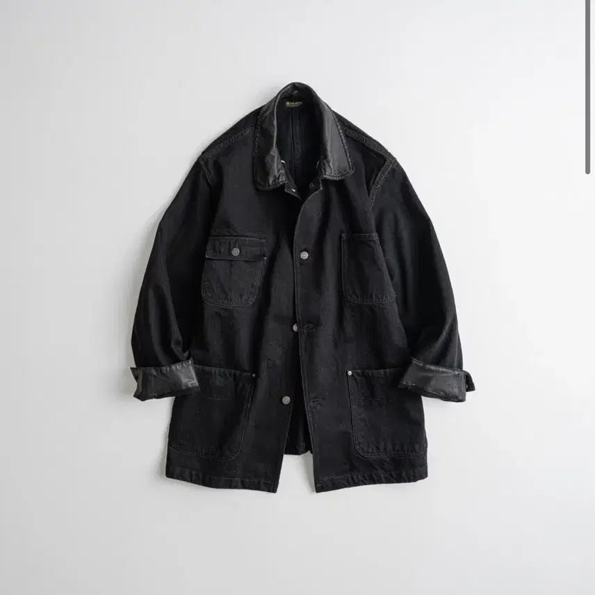 [BUNJANG] Behave 26SS Washed Leather Collar Coverall Black / 비헤비어 / 26SS 워시드 레더 카라 커버올 블랙 / 4