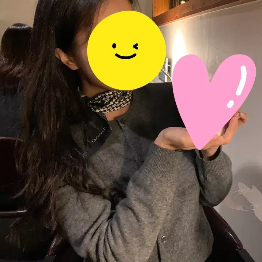 [BUNJANG] Comme des Garçons Double W "Heart" Logo Grey Cardigan / 꼼데가르송 더블와펜 그레이 가디건(실착샷o)