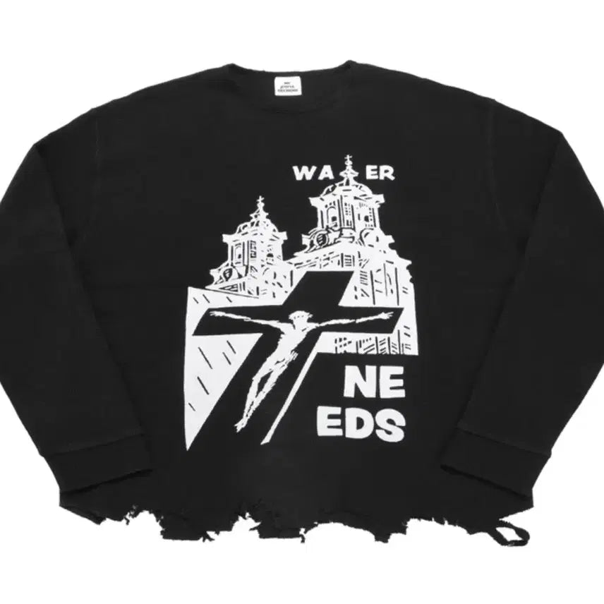 [BUNJANG] MJD Distressed Waffle Long Sleeve Black / [L] MJD 디스트레스드 와플 롱슬리브 블랙