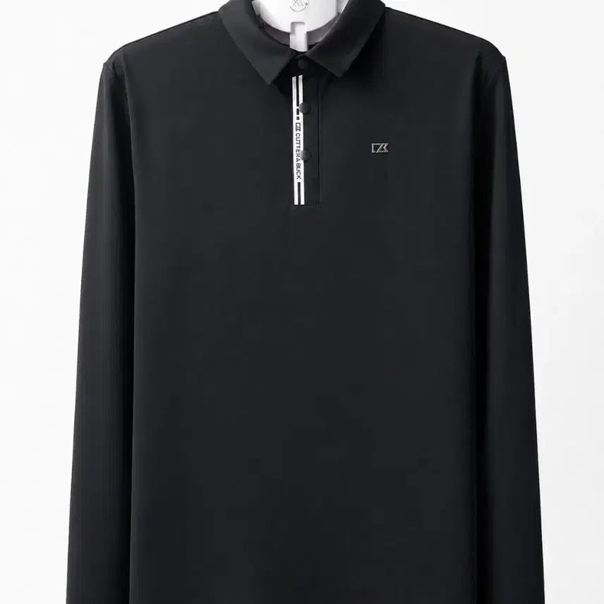 [BUNJANG] Cutter & Buck Men's Long Sleeve Polo Shirt (Black/Gray) / 커터앤벅 긴팔 카라티 블랙,그레이