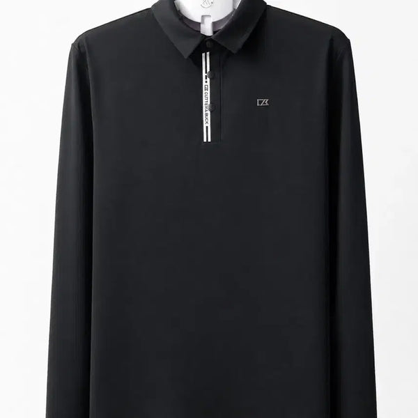 [BUNJANG] Cutter & Buck Men's Long Sleeve Polo Shirt (Black/Gray) / 커터앤벅 긴팔 카라티 블랙,그레이
