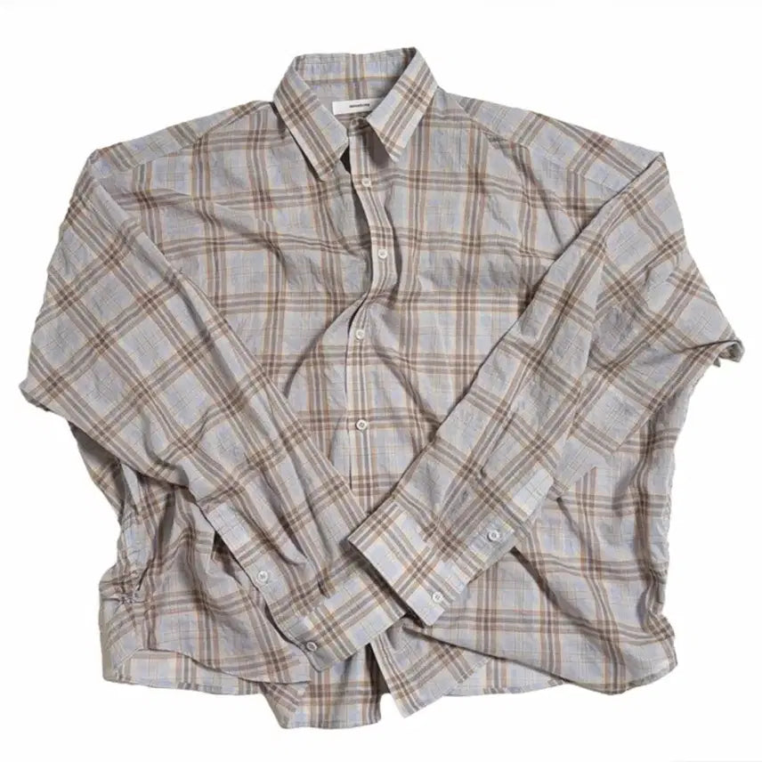 [BUNJANG] Nonnode Flex Sheer Check Shirt Ash Grey / [2] 논노드 플렉시블 시어 체크 셔츠 애쉬 그레이