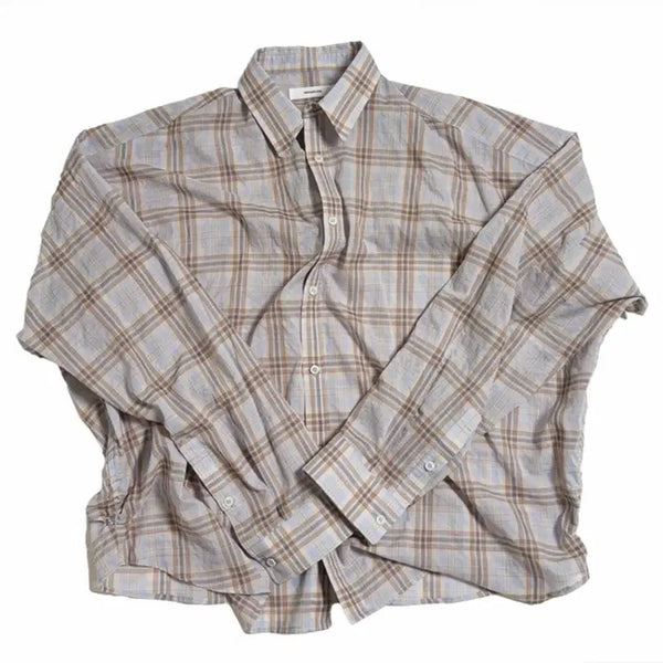 [BUNJANG] Nonnode Flex Sheer Check Shirt Ash Grey / [2] 논노드 플렉시블 시어 체크 셔츠 애쉬 그레이