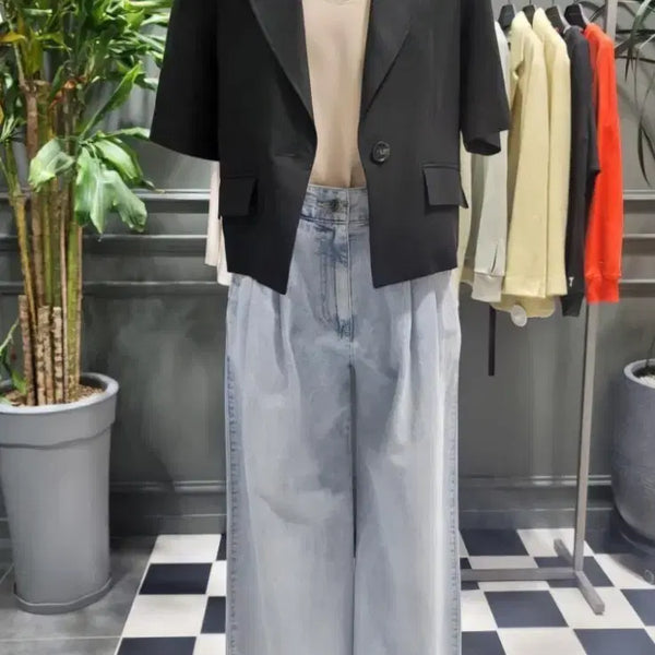 [BUNJANG] Sisley Linen Blend Short Sleeve Single Jacket / 시슬리 린넨 혼방 반팔 싱글 자켓