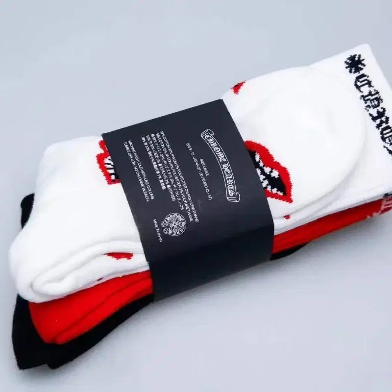 [BUNJANG] Chrome Hearts Socks Set - White, Red, Black / 크롬하츠 양말 세트 화이트/레드/블랙
