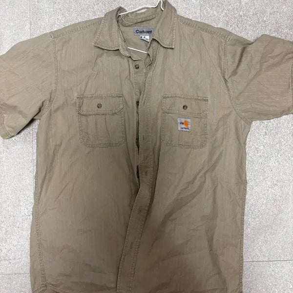 [BUNJANG] Carhartt Short Sleeve Shirt Beige / 칼하트 반팔 셔츠 베이지