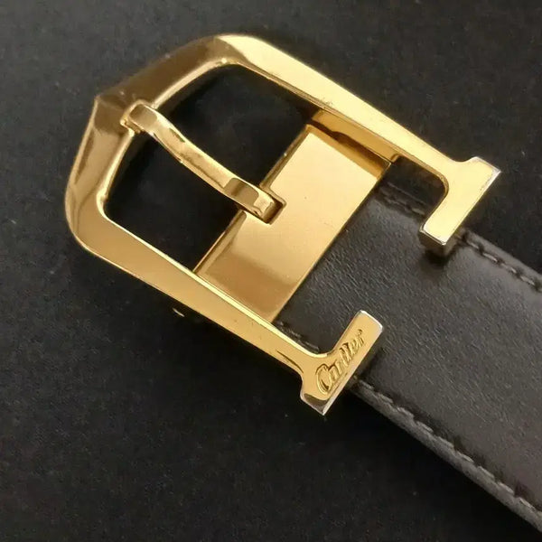 [BUNJANG] Cartier C Decor Gold Buckle Leather Belt / 명품)  까르띠에 C 데코 금장 벨트