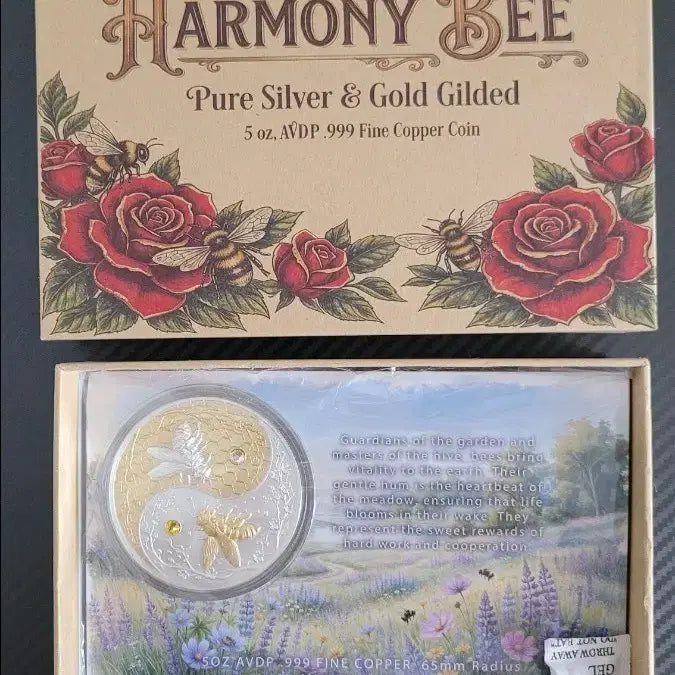 [BUNJANG] US Mint Harmony Bee 5oz Silver & Gold Guild Round / 하모니 비 퓨어 실버 & 골드 길드 5온스 메달