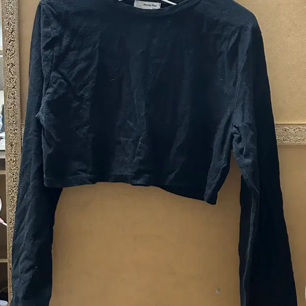 [BUNJANG] Black Cropped Long Sleeve T-Shirt / 크롭긴팔티