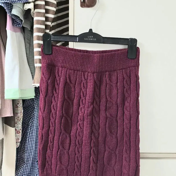 [BUNJANG] Twisted Knit Mini Skirt / 꽈배기니트 미니스커트