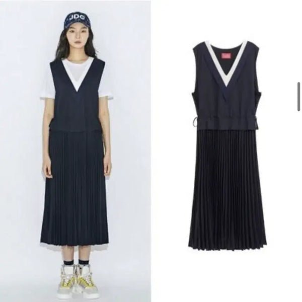 [BUNJANG] Lucky Chouette Layered Long Dress Black 38 / [정품] 럭키슈에뜨 레이어드 롱 원피스 블랙 38