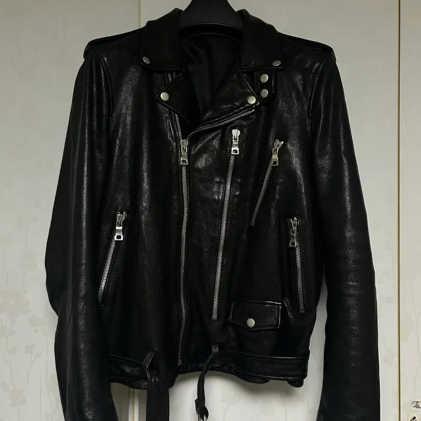 [BUNJANG] Italy Lambskin Leather Jacket Double Rider / 이태리 램스킨 양가죽 절개라인 라펠 레더 자켓 (더블라이더 자켓)