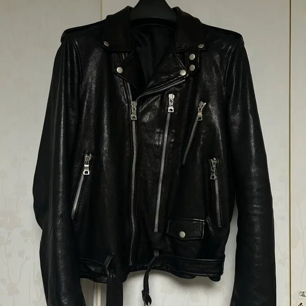 [BUNJANG] Italy Lambskin Leather Jacket Double Rider / 이태리 램스킨 양가죽 절개라인 라펠 레더 자켓 (더블라이더 자켓)