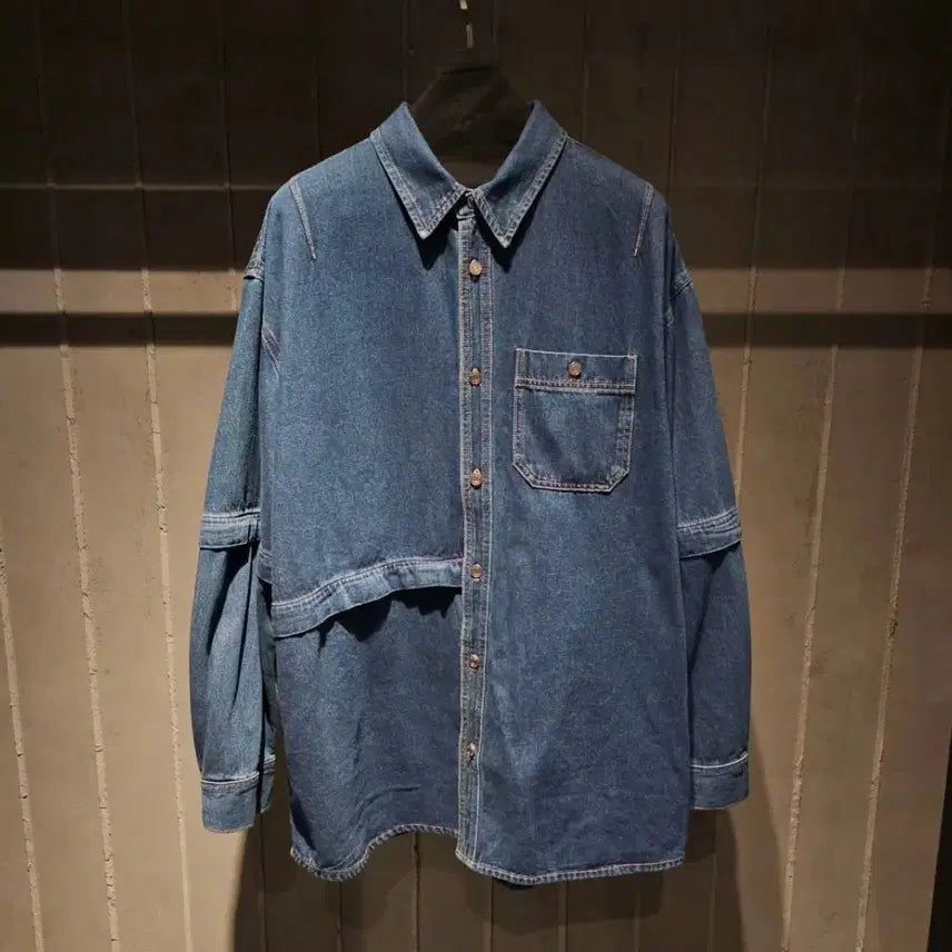 [BUNJANG] Songzio 24FW Collection Asymmetric Detachable Denim Shirt / [46] 송지오 24fw 컬렉션 어시메트릭 디테쳐블 데님 셔츠