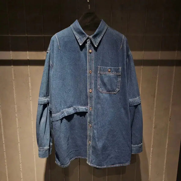 [BUNJANG] Songzio 24FW Collection Asymmetric Detachable Denim Shirt / [46] 송지오 24fw 컬렉션 어시메트릭 디테쳐블 데님 셔츠