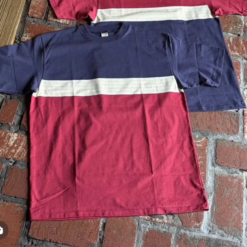 [BUNJANG] Warehouse Lot.4112 Border Tee Navy Bordeaux L (New) / 웨어하우스 lot.4112 보더티 네이비 보르도 L (새제품)