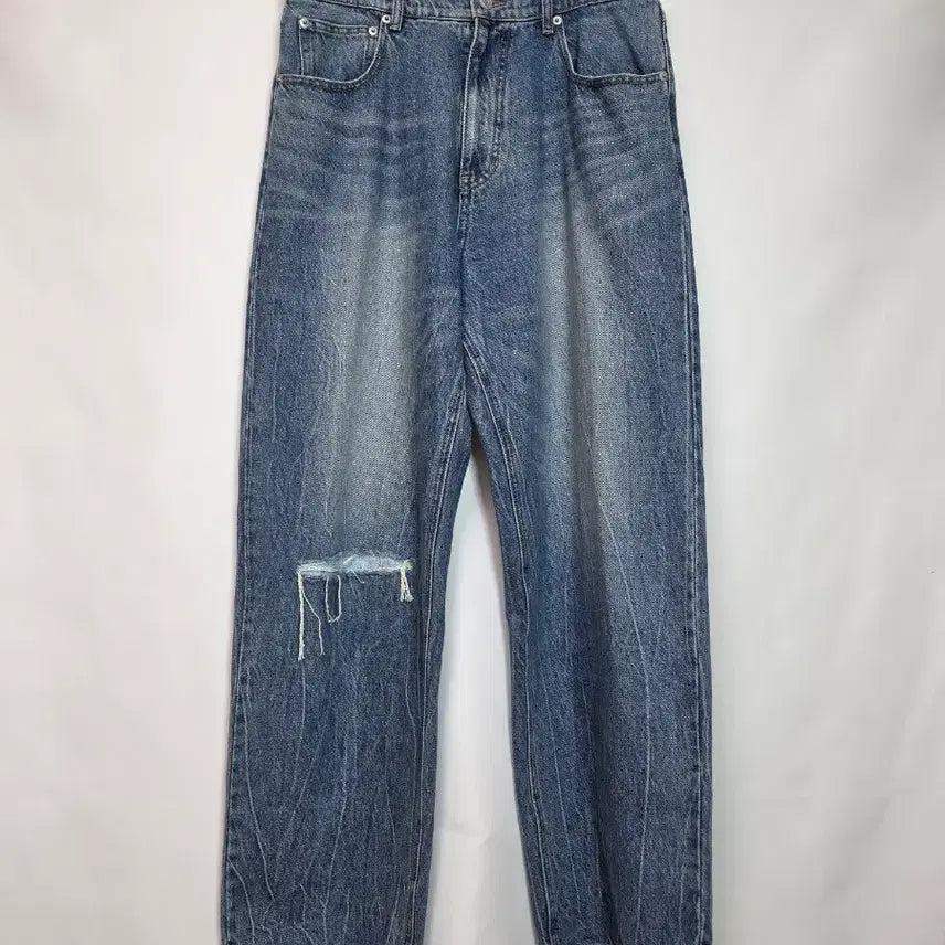 [BUNJANG] Time Homme Damaged Wide Denim Pants Size 82 / 타임옴므 데미지 와이드 데님팬츠 82
