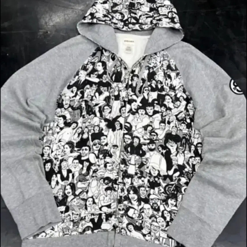 [BUNJANG] Diesel Hooded Zip-Up Jacket Gray Printing / 디젤 후드집업 그레이 프린팅