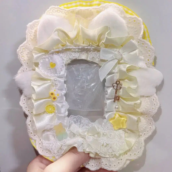 [BUNJANG] White & Yellow Lace Handmade Photocard Holder Top Loader Deco / 화이트&옐러우  레이스 탑꾸 탑로더 꾸미기 핸드메이드 포카홀더
