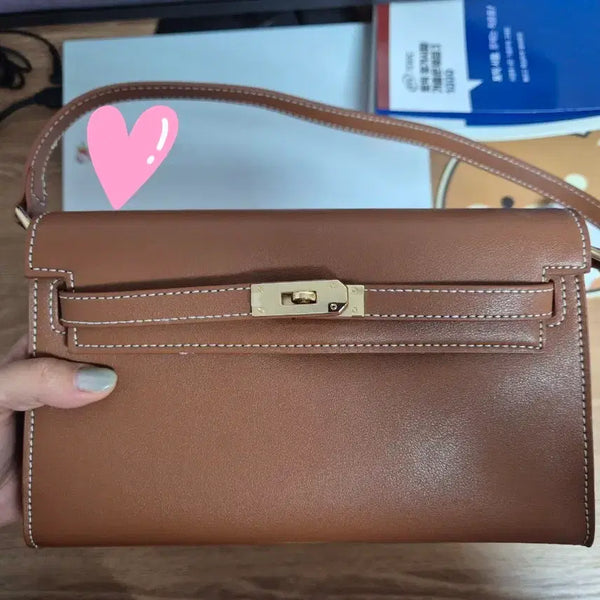[BUNJANG] Brown Leather Mini Shoulder Bag / 브라운 가죽 미니백(숄더백)